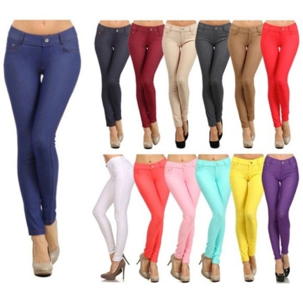 Basic White Full Length Jeggings - Picture 4 of 5